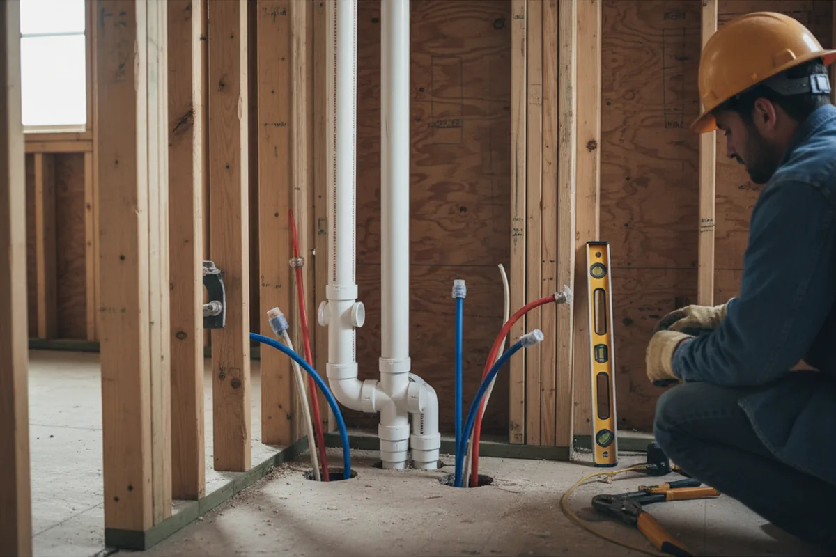 Drain and supply rough-in during Drain Cleaning in Ruston