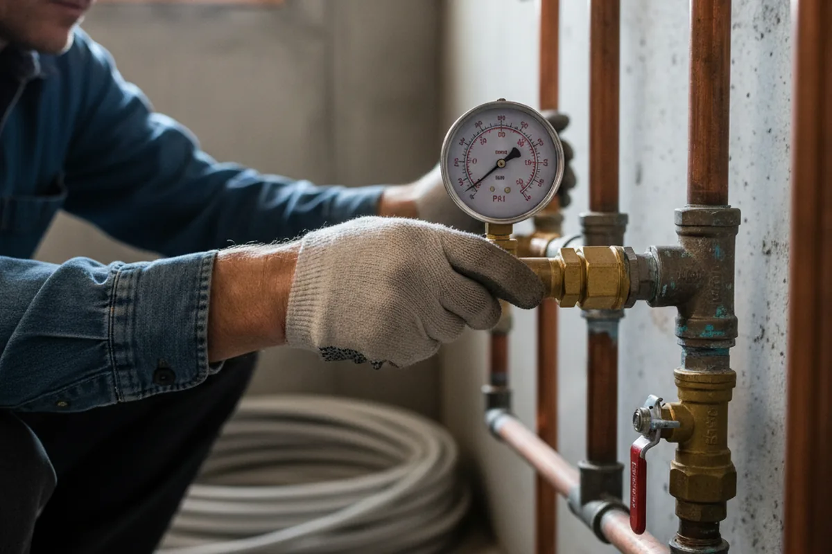 Pressure testing a repaired line during Water Line Repair in Ruston